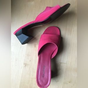 bebe red sandal heels (size 9)